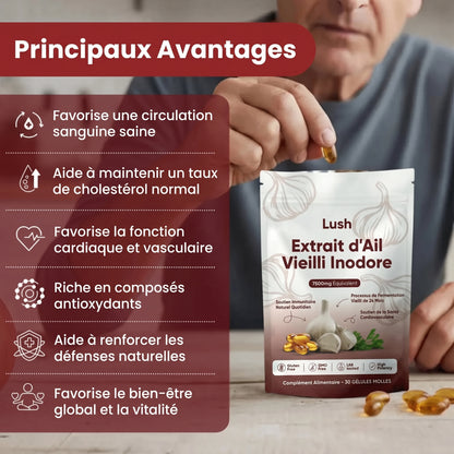 Extrait d'ail vieilli - 7500 mg, gélules inodores